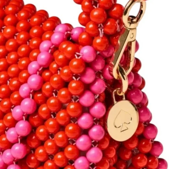 KATE SPADE Beaded Crossbody With Red and Pink Colorblock NWT - Picture 3 of 5